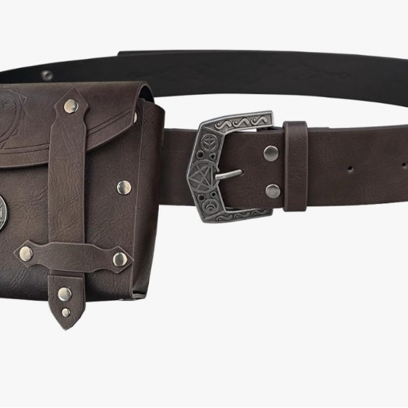 3PCs Medieval Alchemy Faux Leather Belt Bag Set with 5 Cork Potion Vials 073 - Picture 2 of 6